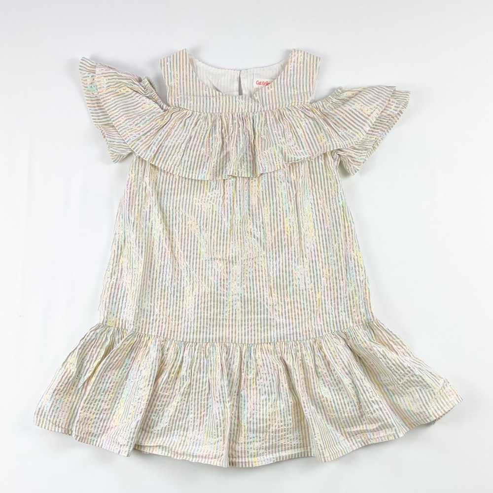 Cat & Jack | Beautiful Rainbow Matlic Cold Shoulder A-Frame Dress